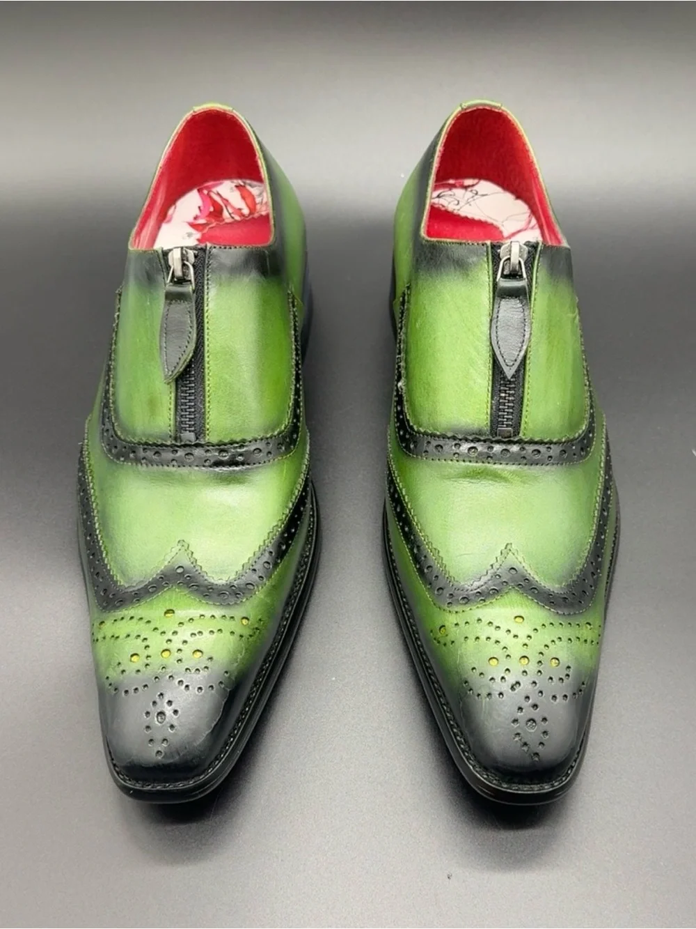 Why Not by Larritus Green two tone Leather Shoe, Oxford Lace up Dress Shoe